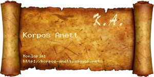 Korpos Anett névjegykártya